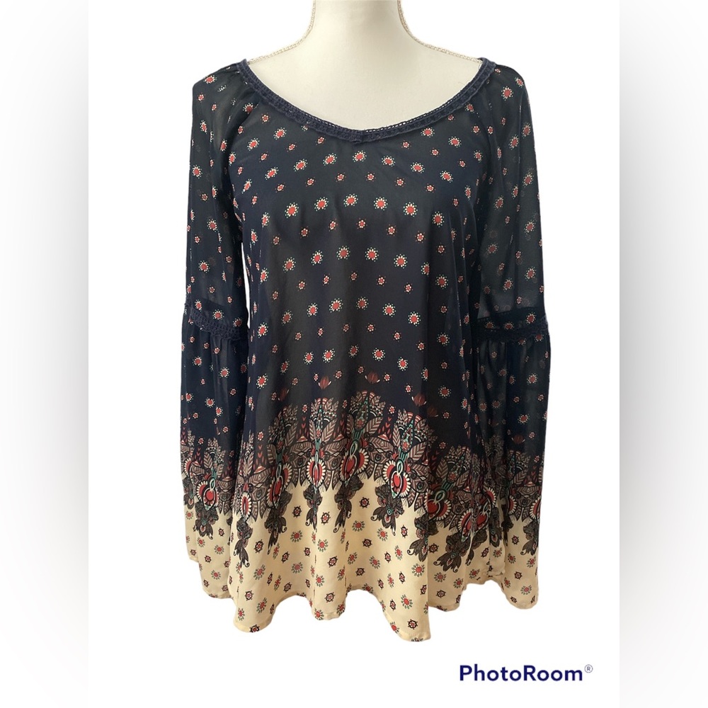 Blu Pepper Bell Sleeve Blouse